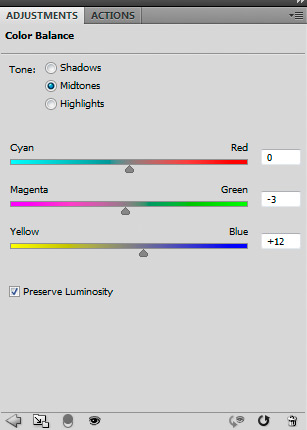 Настройки "Color Balance" для снимка выше